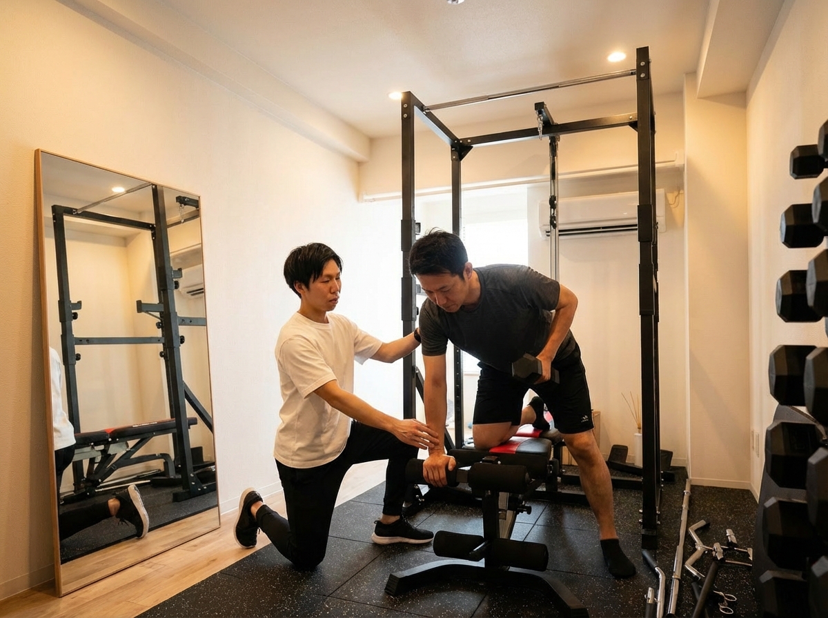 ABody-Studio五反田で、伊藤ルイの指導を受けながらトレーニングを行う様子